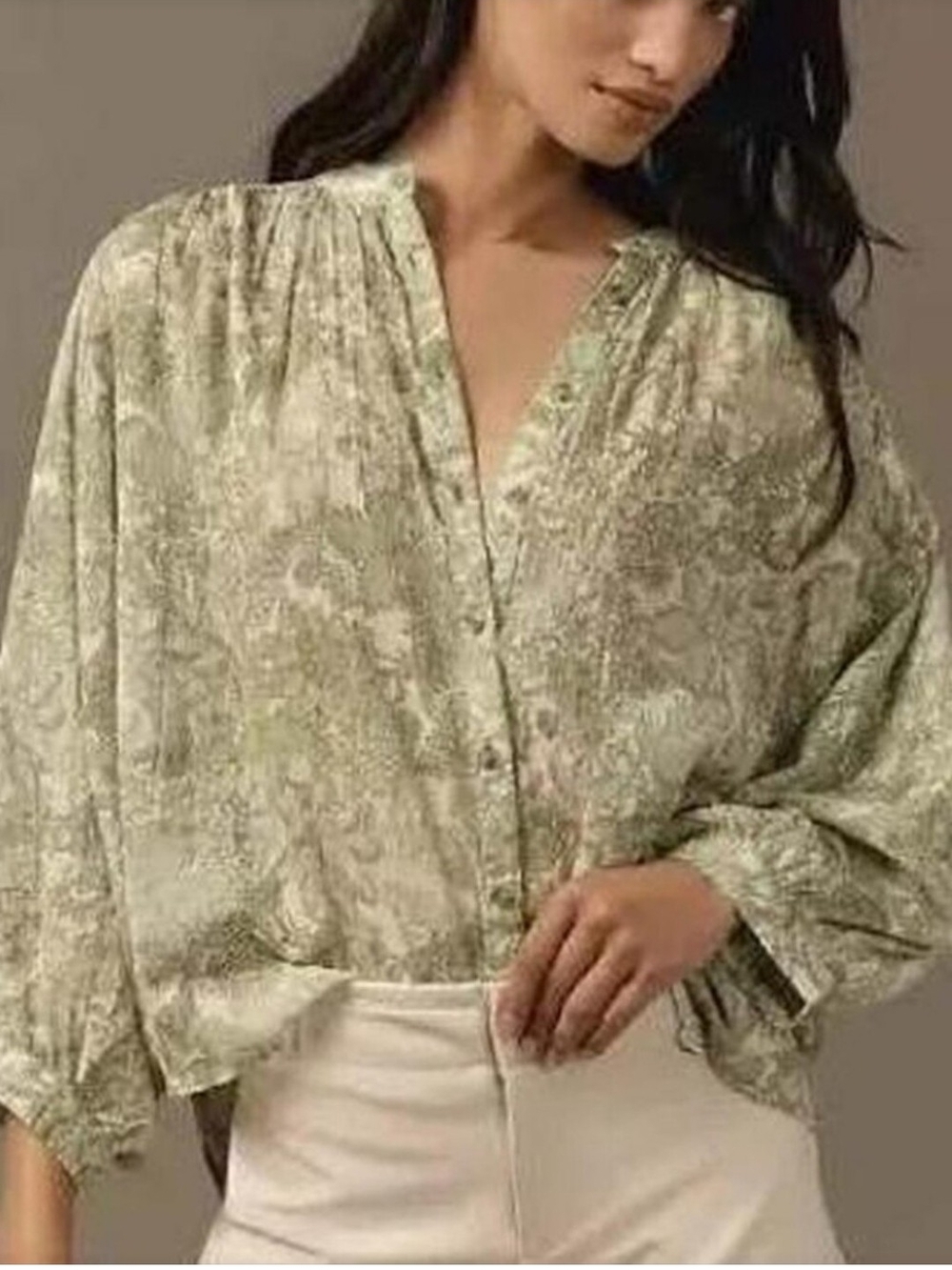 Light Sage Green Pilcro Sidney Button-Front Women’s Blouse Size S